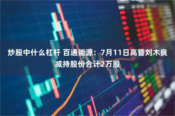 炒股中什么杠杆 百通能源：7月11日高管刘木良减持股份合计2万股