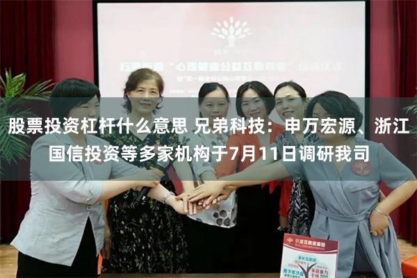 股票投资杠杆什么意思 兄弟科技：申万宏源、浙江国信投资等多家机构于7月11日调研我司