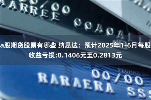 a股期货股票有哪些 纳思达：预计2025年1-6月每股收益亏损:0.1406元至0.2813元