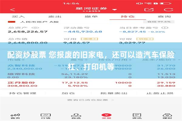 配资炒股票 您报废的旧家电，还可以造汽车保险杠、打印机等