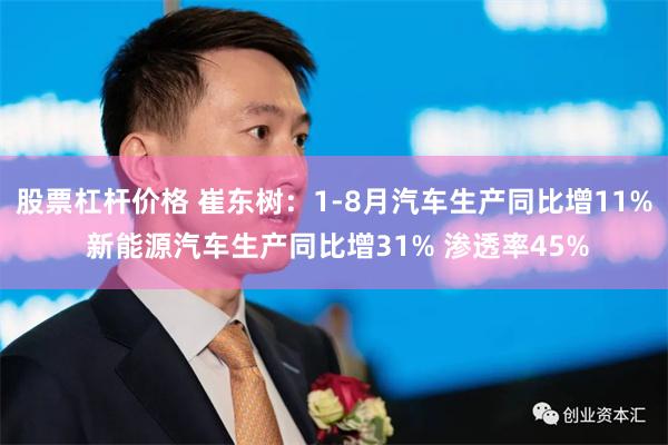股票杠杆价格 崔东树：1-8月汽车生产同比增11% 新能源汽车生产同比增31% 渗透率45%