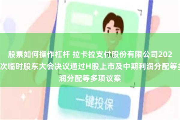股票如何操作杠杆 拉卡拉支付股份有限公司2025年第一次临时股东大会决议通过H股上市及中期利润分配等多项议案
