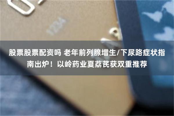 股票股票配资吗 老年前列腺增生/下尿路症状指南出炉!以岭药业夏荔芪获双重推荐