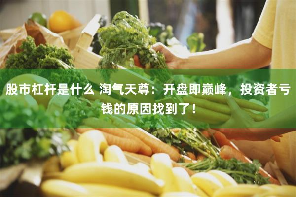 股市杠杆是什么 淘气天尊：开盘即巅峰，投资者亏钱的原因找到了！