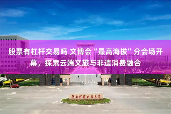 股票有杠杆交易吗 文博会“最高海拔”分会场开幕，探索云端文旅与非遗消费融合