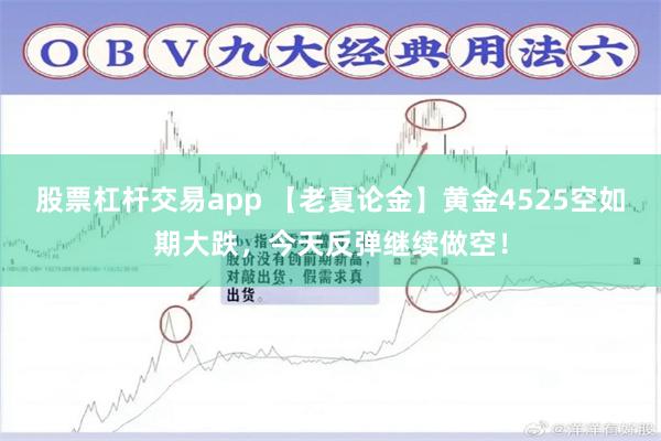 股票杠杆交易app 【老夏论金】黄金4525空如期大跌，今天反弹继续做空！