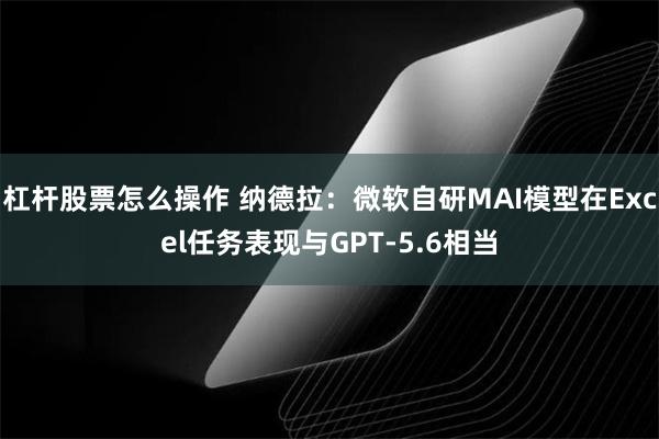 杠杆股票怎么操作 纳德拉：微软自研MAI模型在Excel任务表现与GPT-5.6相当