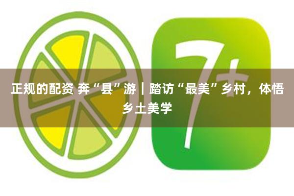 正规的配资 奔“县”游｜踏访“最美”乡村，体悟乡土美学
